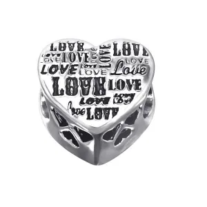 Silver Heart Love Charm Bead