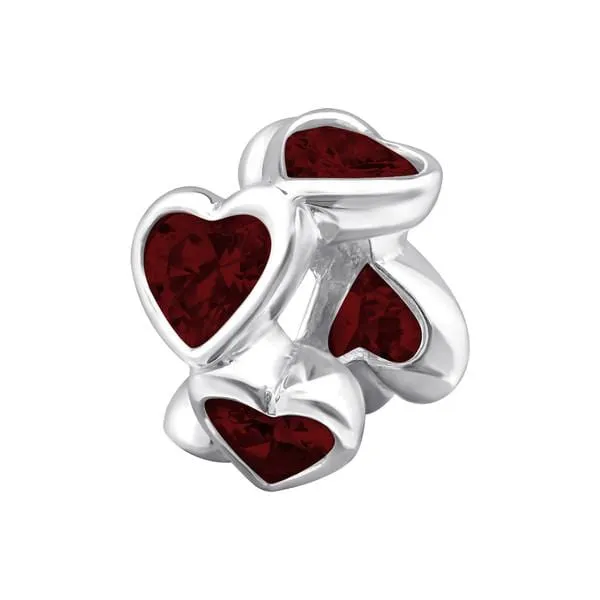Silver Heart Shaped Charm Bead