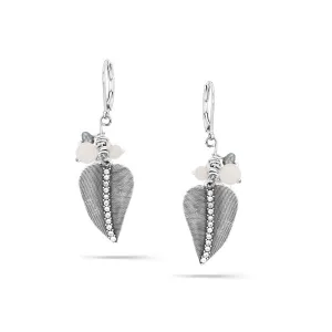 SILVER LEAF CRYSTAL DROP EARRINGS #194WH3101 (4E1)