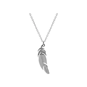 Silver necklace with simple feather