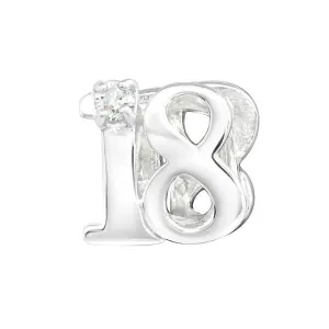 Silver Number "18" Charm Bead