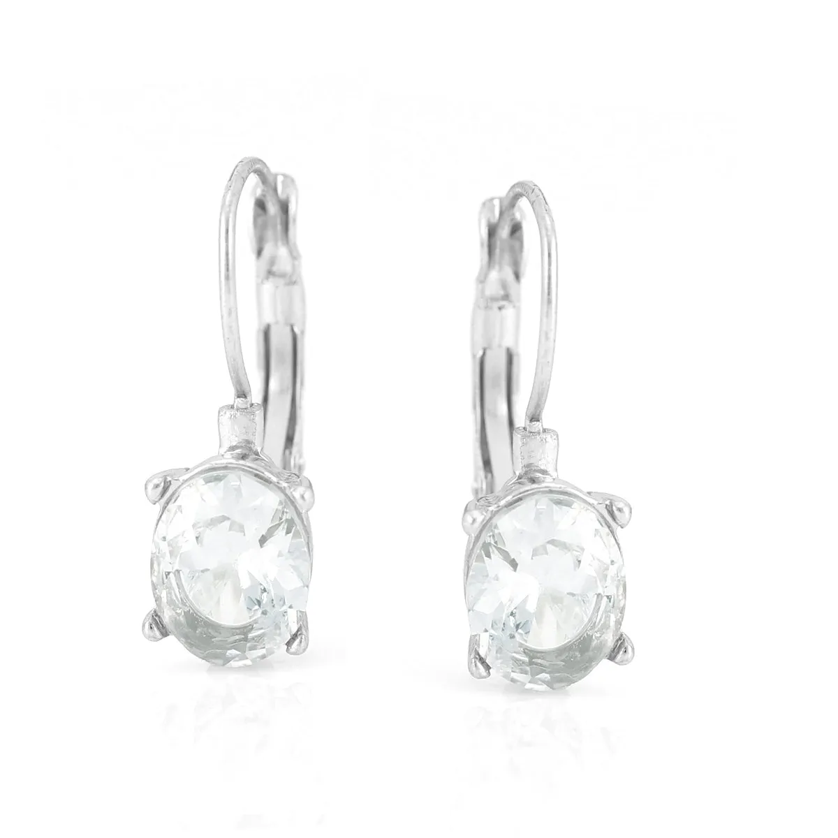 SILVER OVAL CRYSTAL DROP EARRINGS #SQ787-E7715GX-OS (AB16)