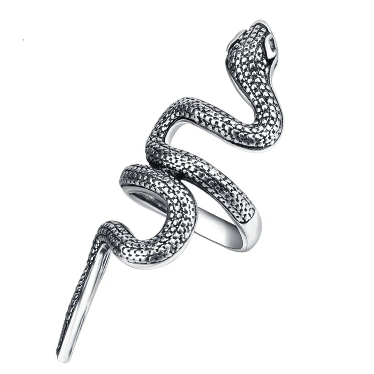 Silver-Plated Snake Band Ring
