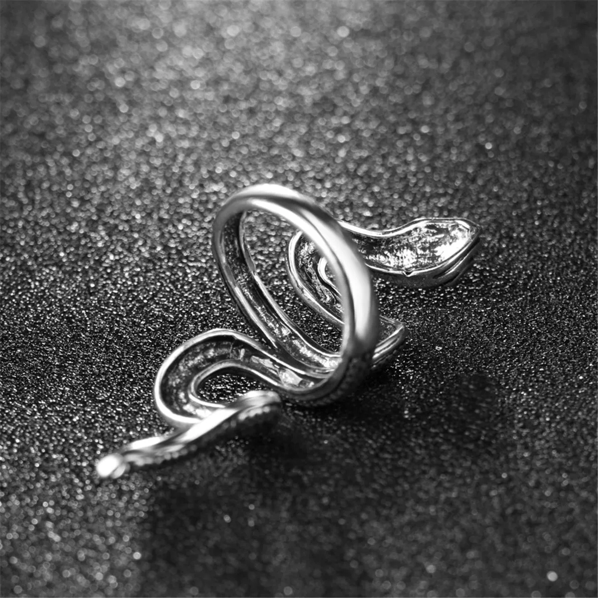 Silver-Plated Snake Band Ring