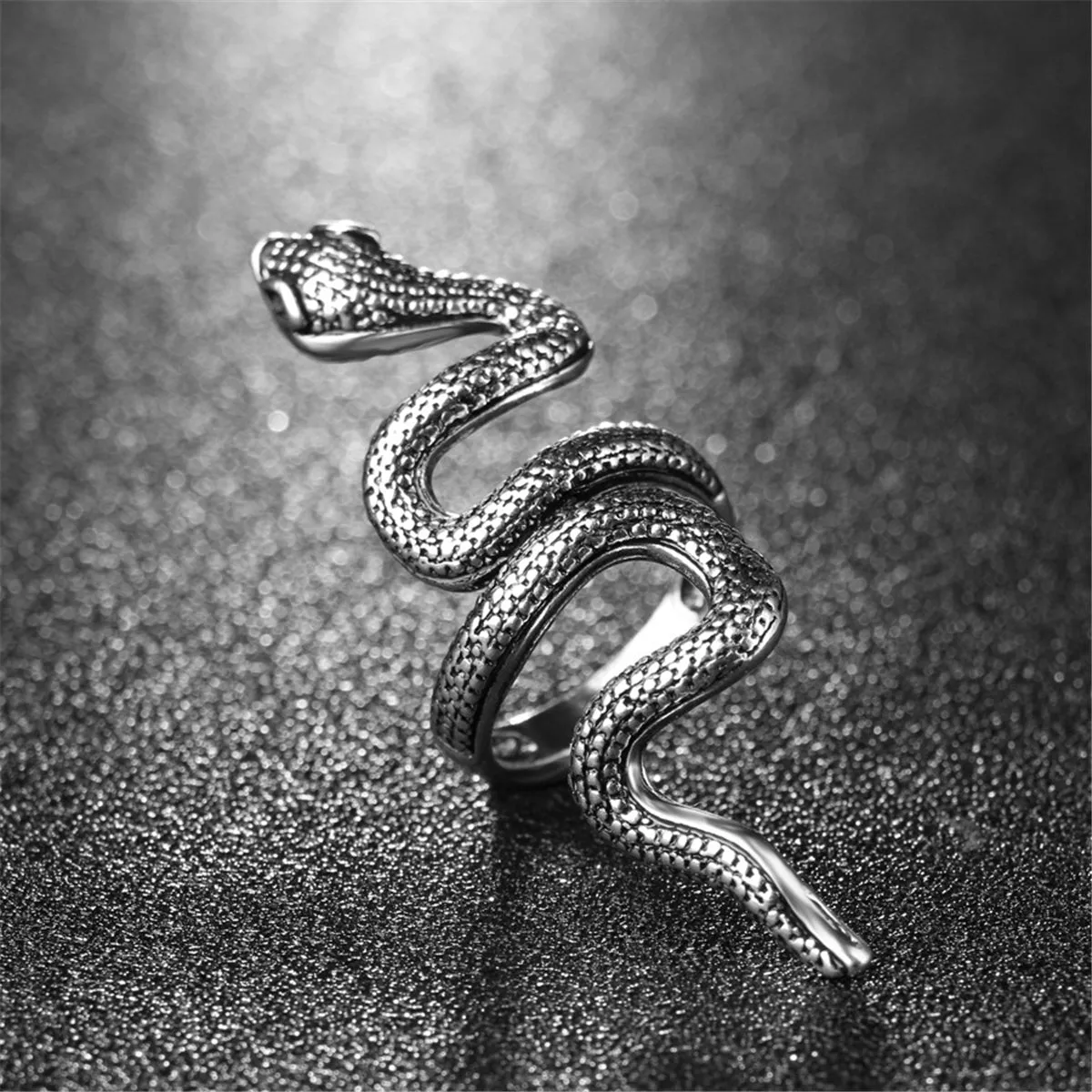 Silver-Plated Snake Band Ring