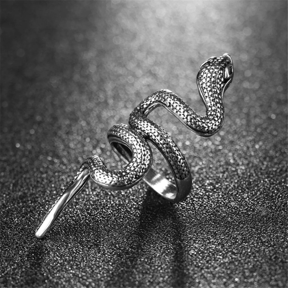 Silver-Plated Snake Band Ring