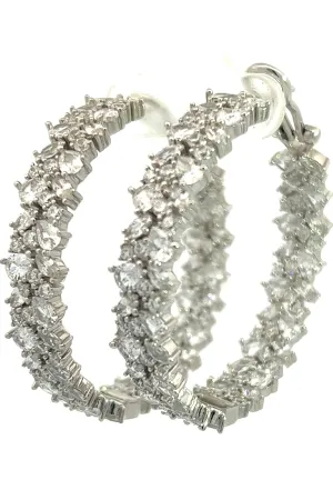 Silver Radiance Cubic Crystal Hoop Earrings
