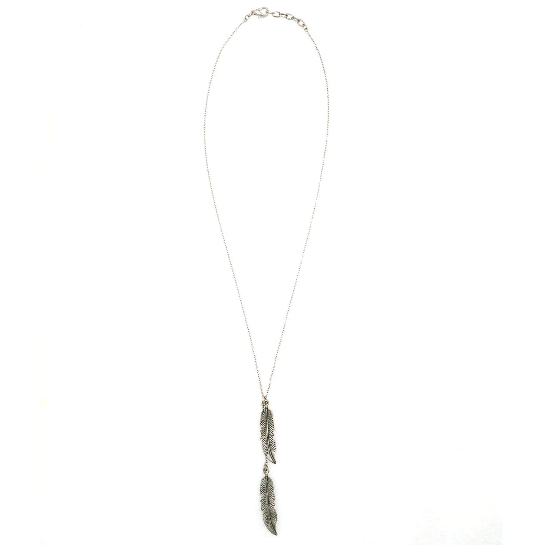 Silver two feather necklace
