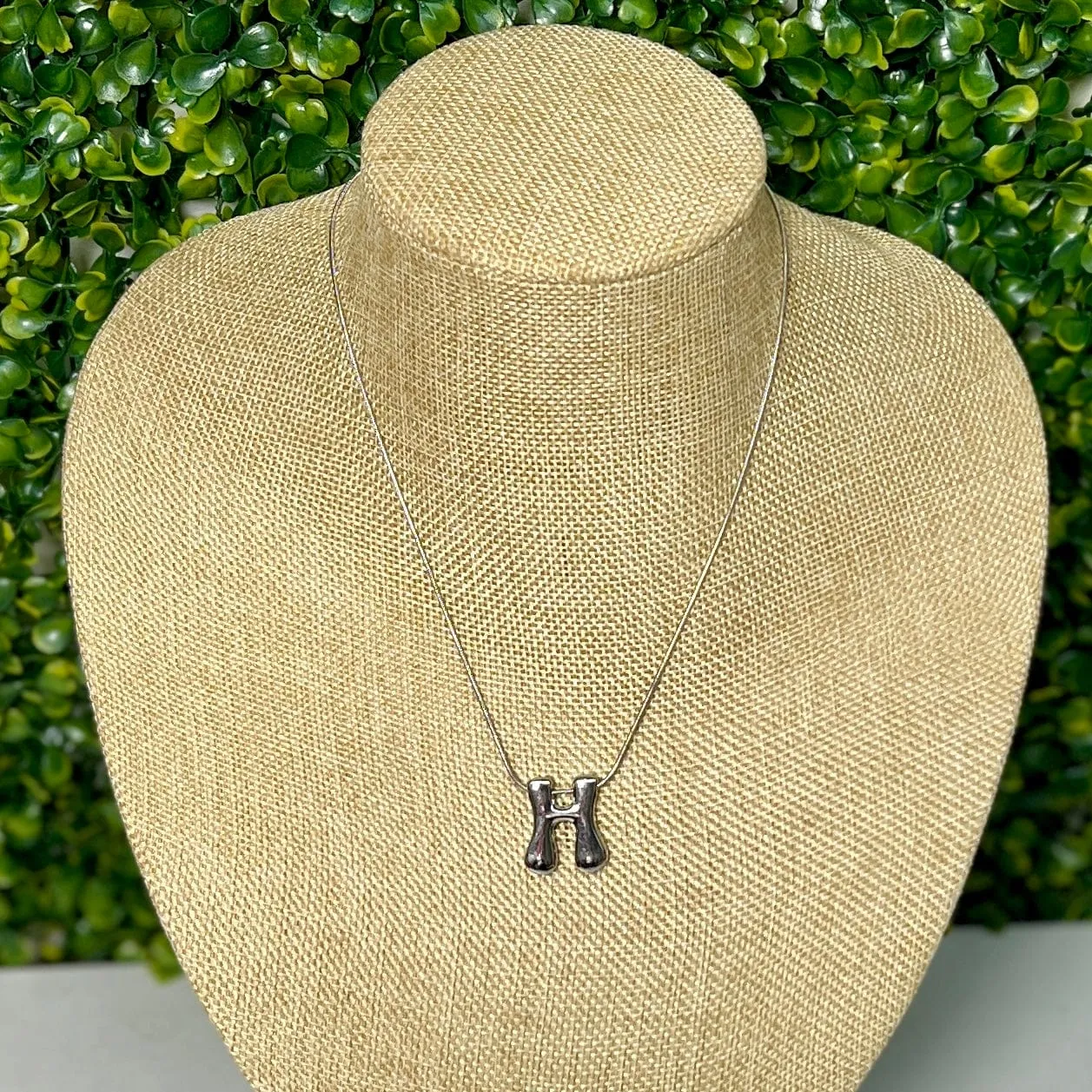 Silvertone Bubble Inital Necklace