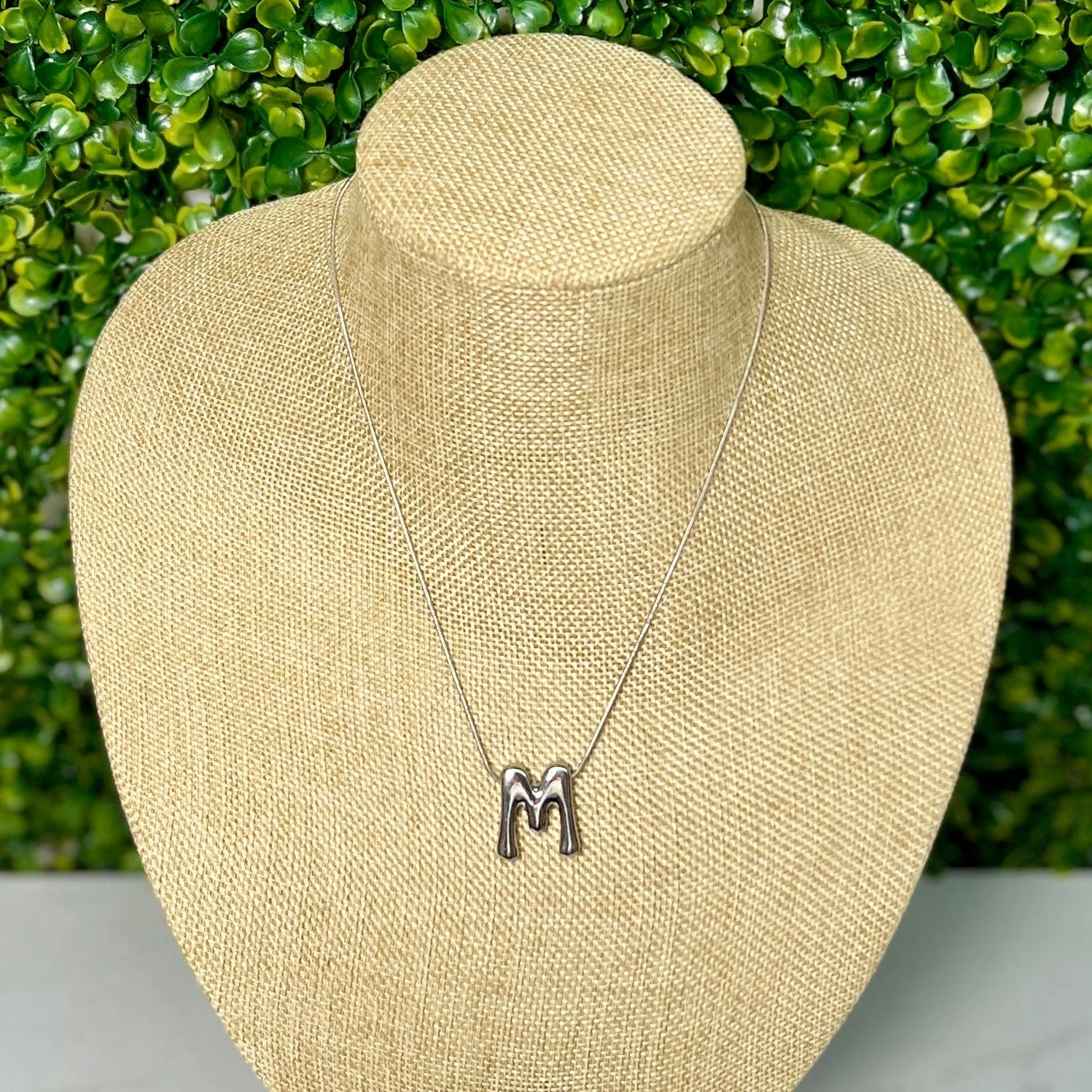 Silvertone Bubble Inital Necklace
