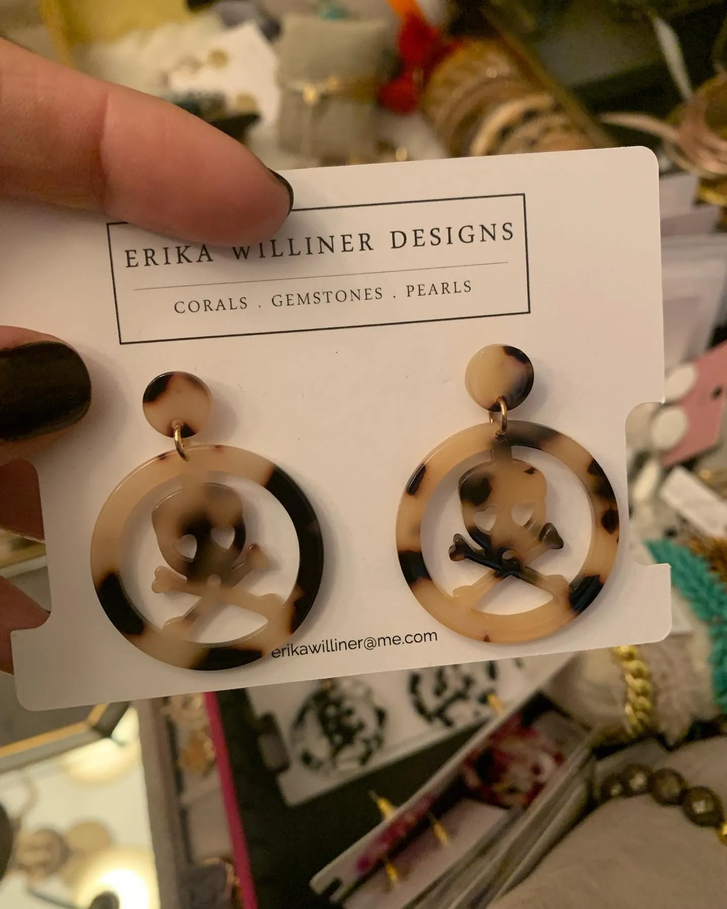 Skull Pirate Gasparilla Resin Earrings 230-6 | Erika Williner Designs