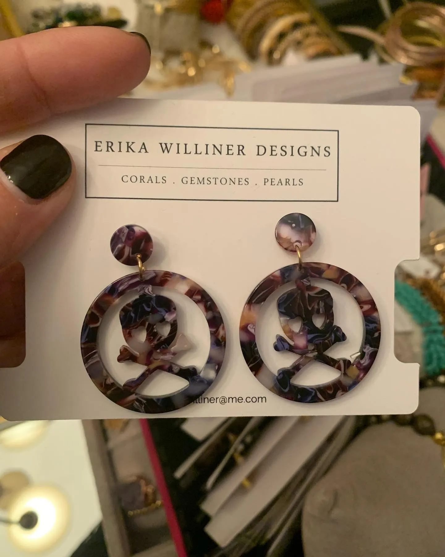 Skull Pirate Gasparilla Resin Earrings 230-6 | Erika Williner Designs