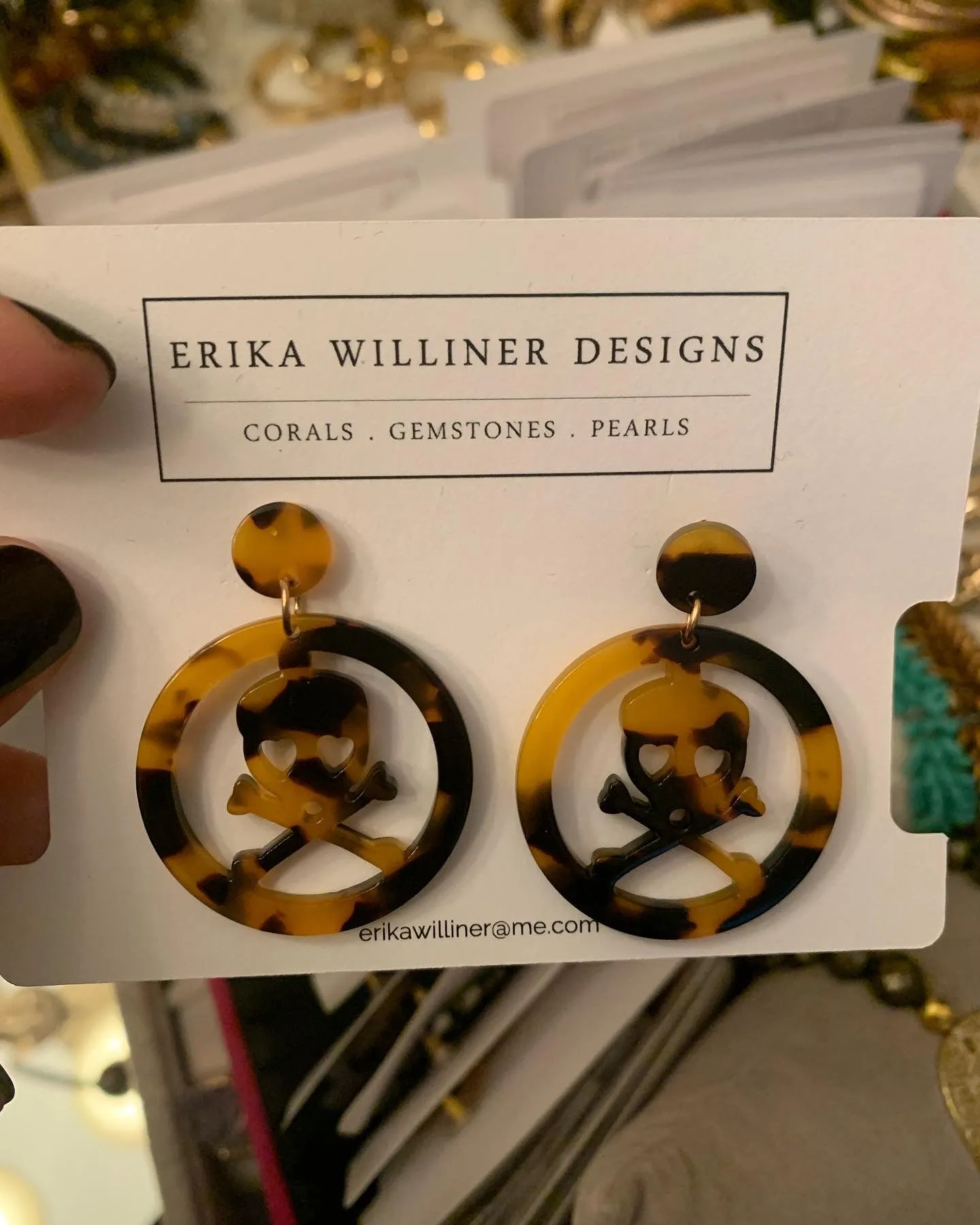 Skull Pirate Gasparilla Resin Earrings 230-6 | Erika Williner Designs