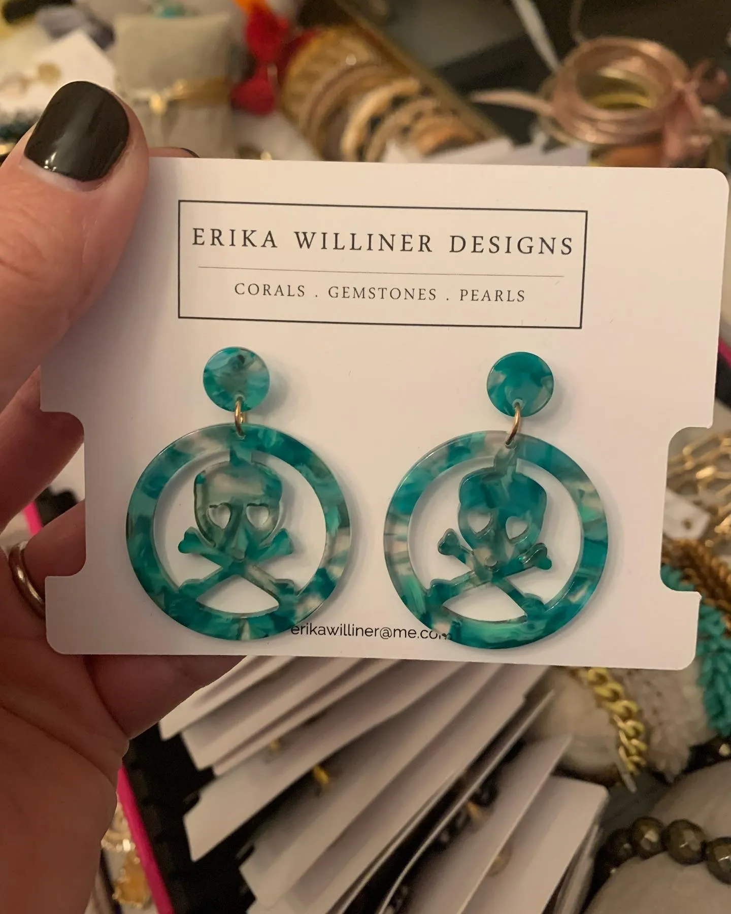 Skull Pirate Gasparilla Resin Earrings 230-6 | Erika Williner Designs
