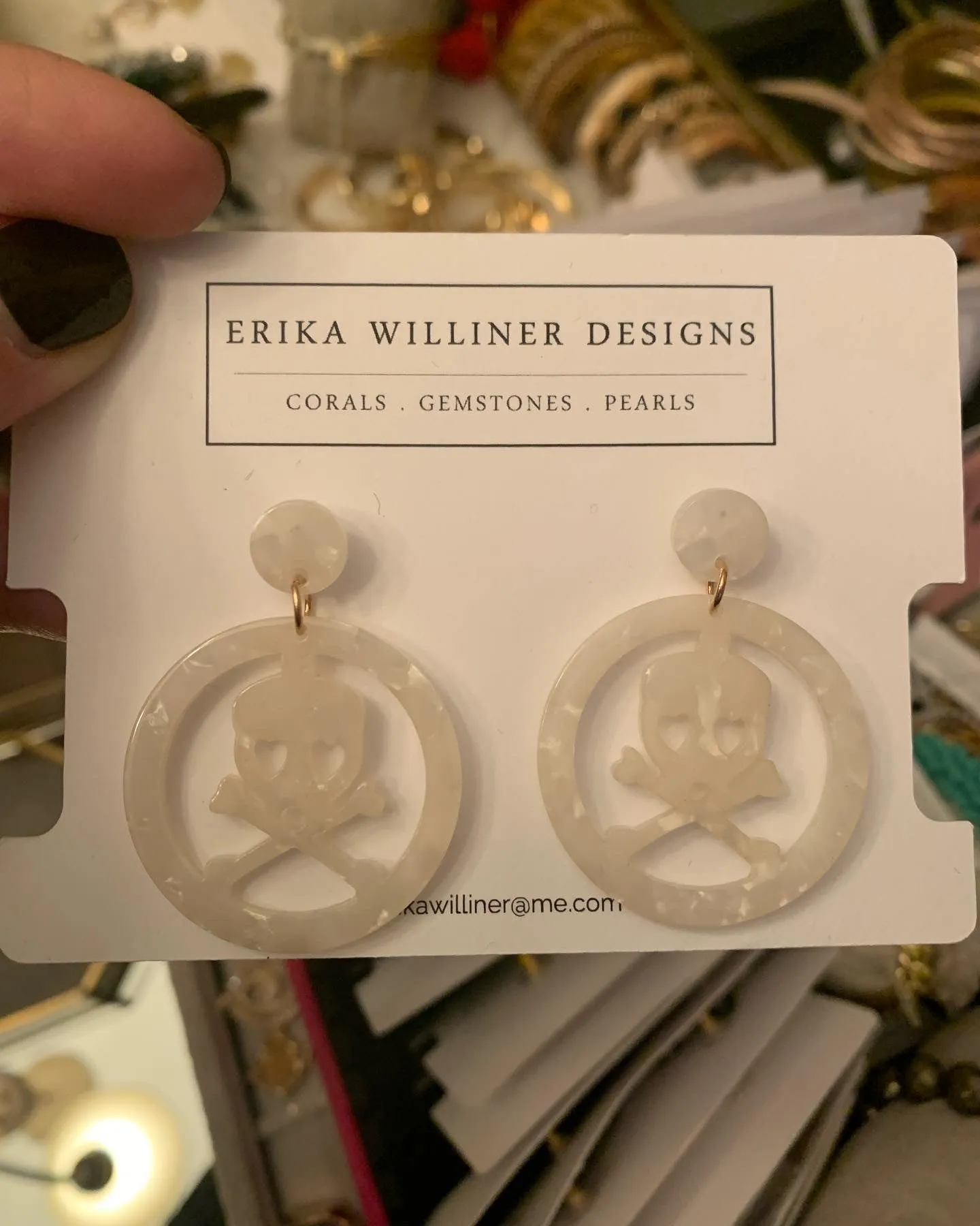 Skull Pirate Gasparilla Resin Earrings 230-6 | Erika Williner Designs