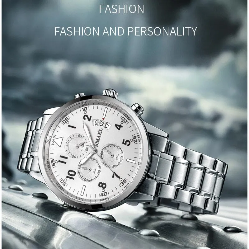 SMAEL Luxury Waterproof Watch Men Stainless Steel Business Quartz Wristwatch Fashion Casual Mens Sport Watches Relogio Masculino