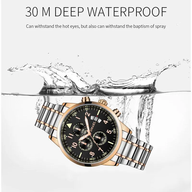 SMAEL Luxury Waterproof Watch Men Stainless Steel Business Quartz Wristwatch Fashion Casual Mens Sport Watches Relogio Masculino