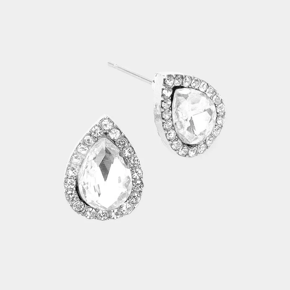 Small Clear Crystal Stud Earrings  | 532984