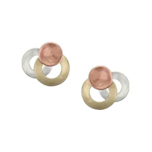 Small Layered Rings with Dished Disc Post Earring