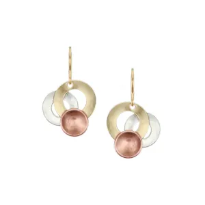 Small Layered Rings with Dished Disc Wire Earring