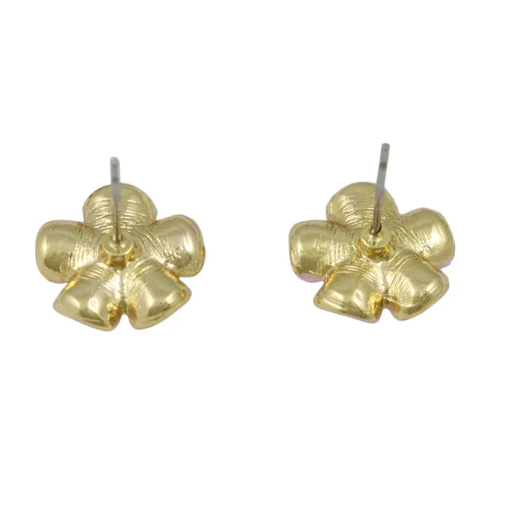 Small Pink Daisy with Pink Crystal Center Stud Earring - RSN270E