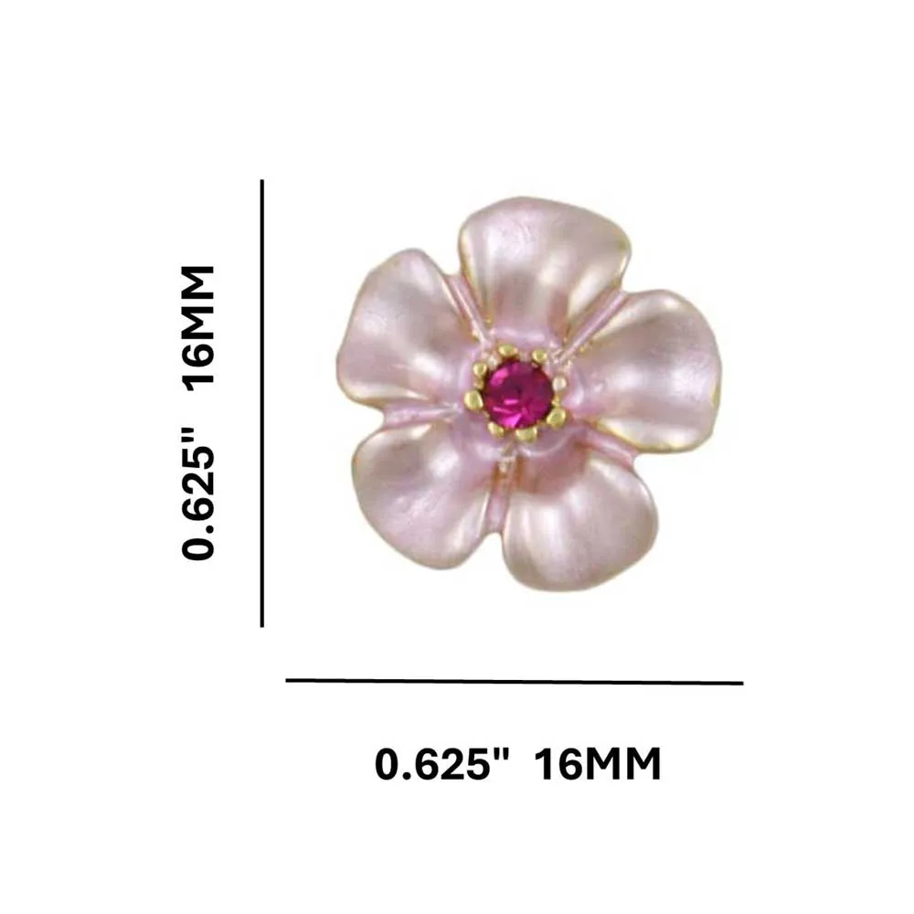 Small Pink Daisy with Pink Crystal Center Stud Earring - RSN270E