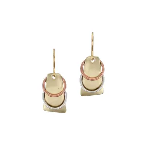 Small Tapered Rectangle with Rings Wire Earring