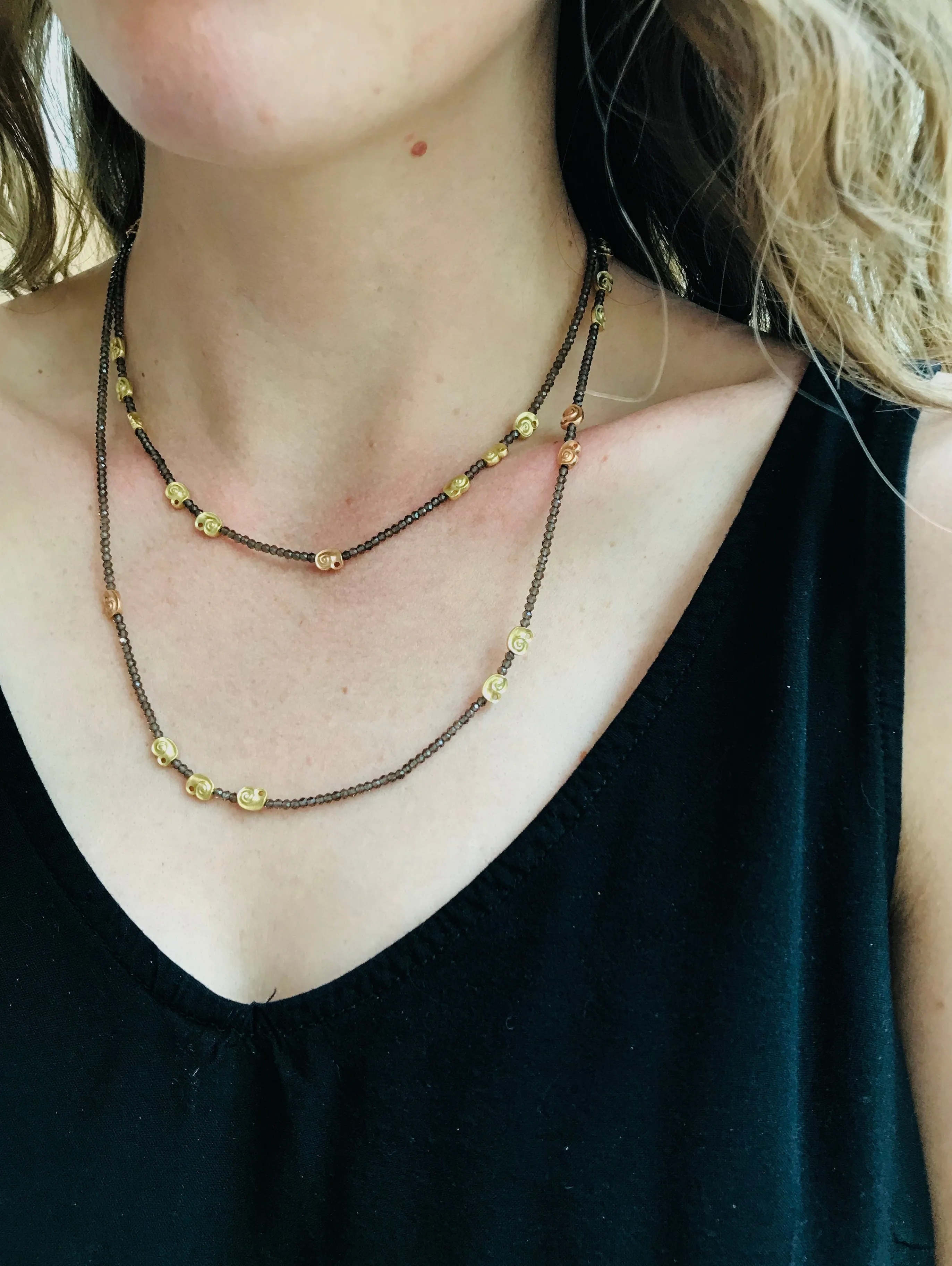 Smokey Quartz 'Nautilus' Bead Necklace