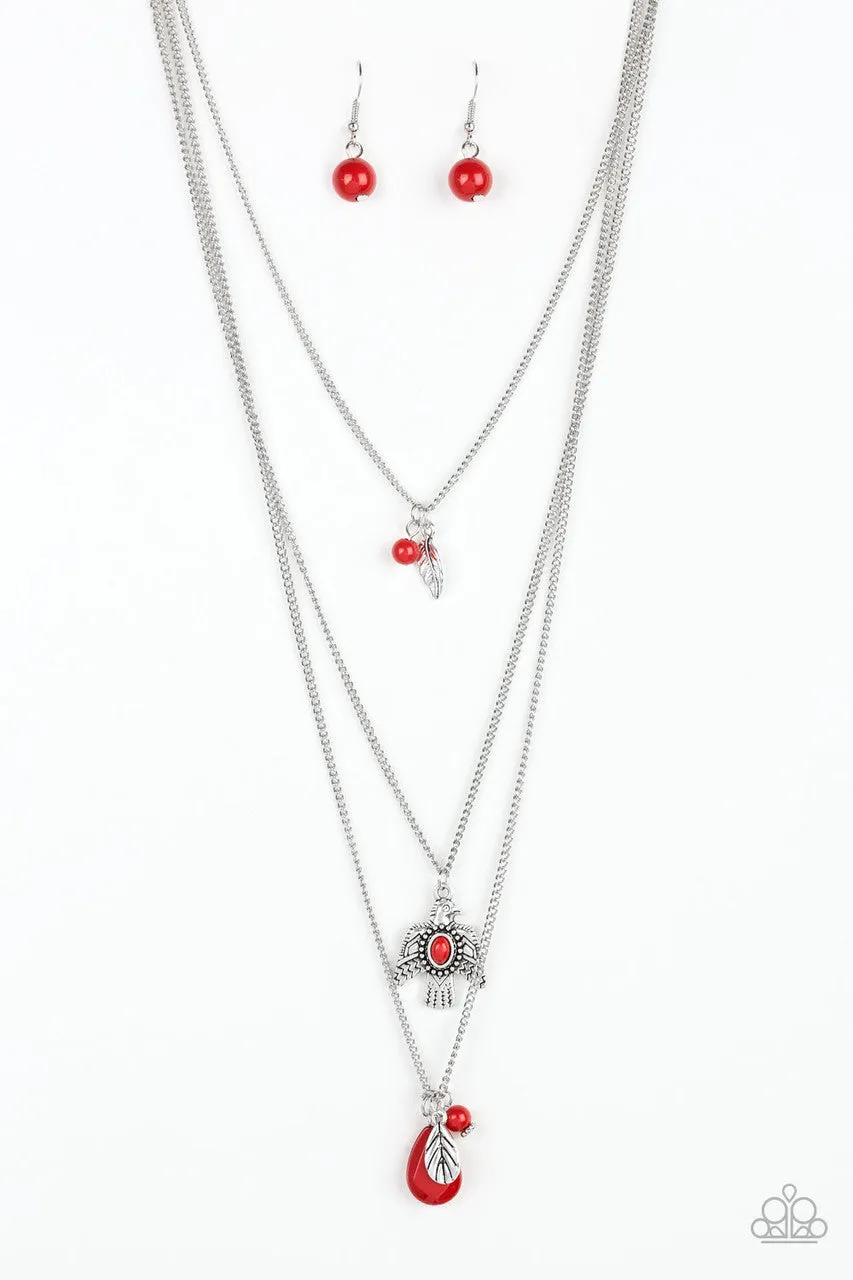 Soar with the Eagles Red Paparazzi Necklace