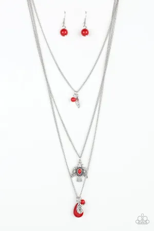 Soar with the Eagles Red Paparazzi Necklace
