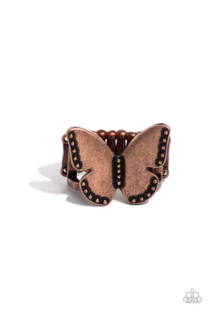 Soaring Santa Fe - Copper - Textured Butterfly Paparazzi Ring