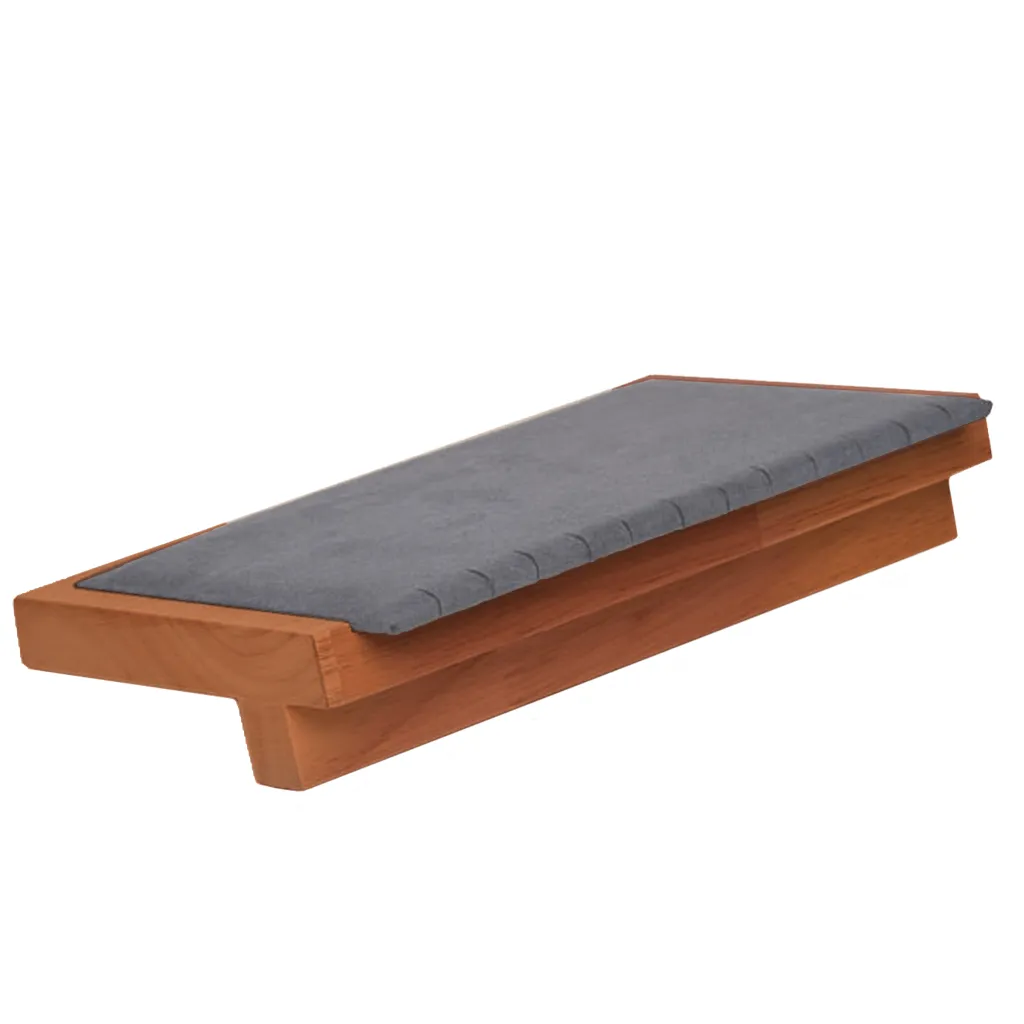 Solid Wood with Gray Microfiber Horizontal Jewelry Necklace Display