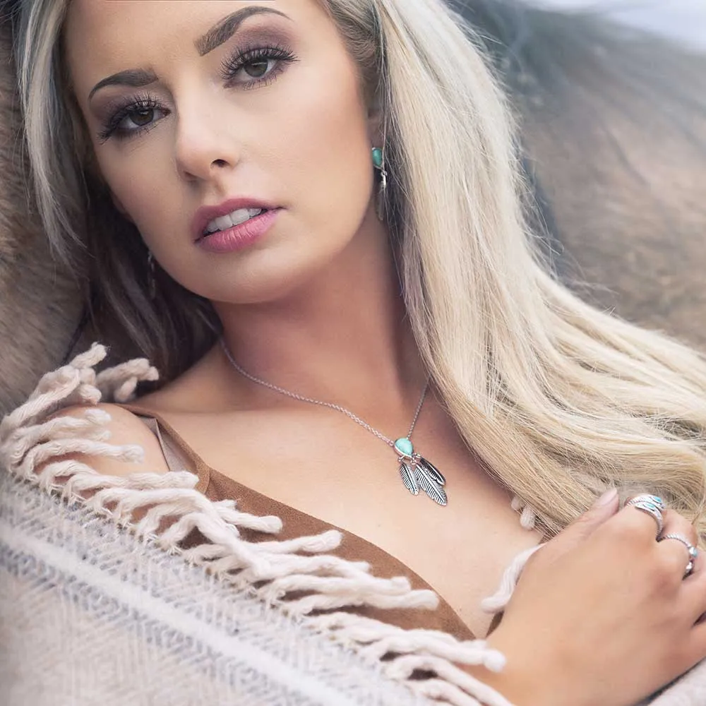 Spirit Tears Feather Turquoise Necklace