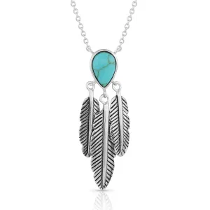 Spirit Tears Feather Turquoise Necklace