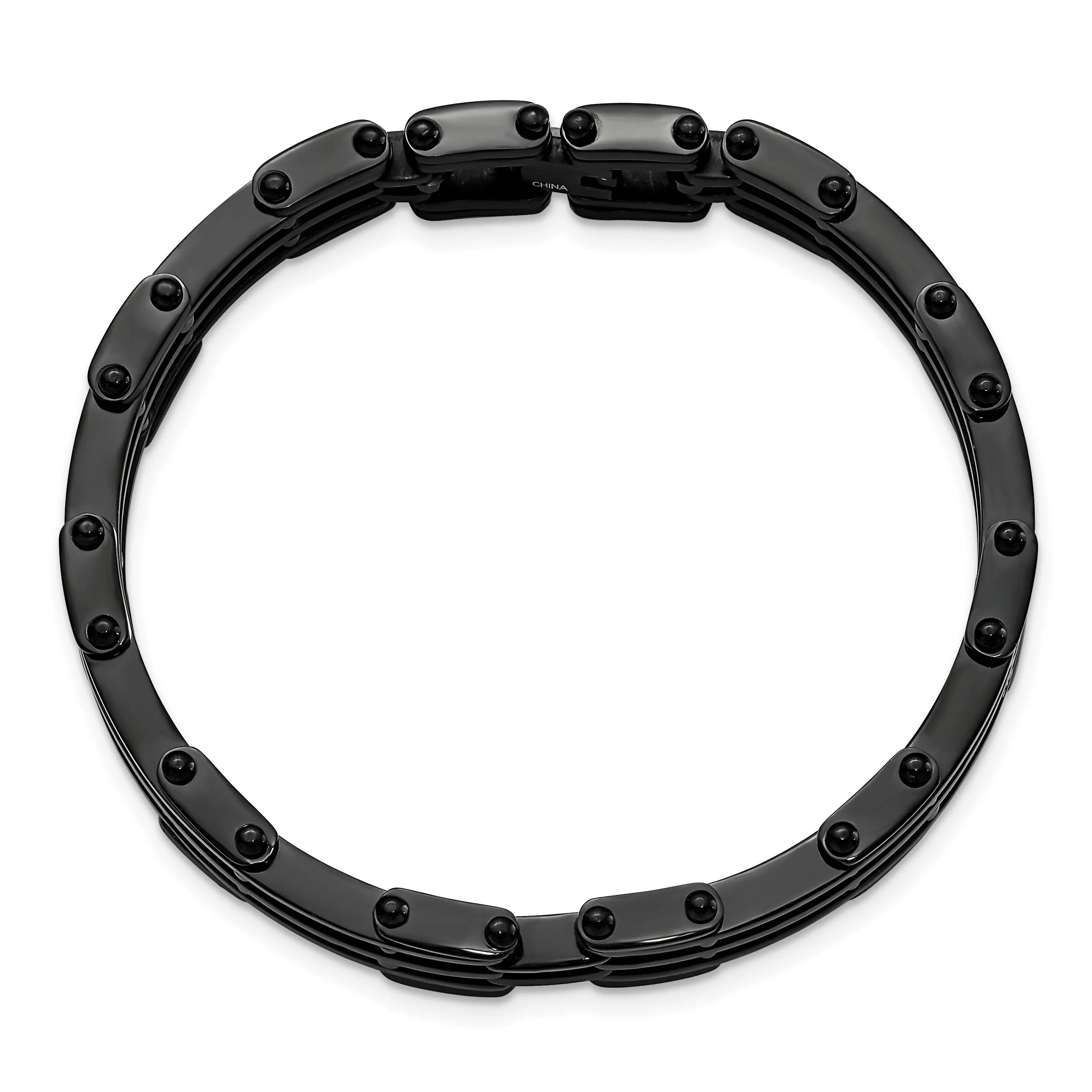 Stainless Steel Black Plated Fold Over Bracelet