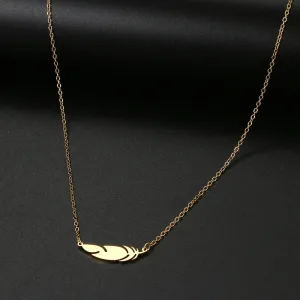Stainless Steel Necklaces Simple Feather Charm Pendant Collar Chain Fashion Necklace For Women Men Jewelry Friends Best Gifts