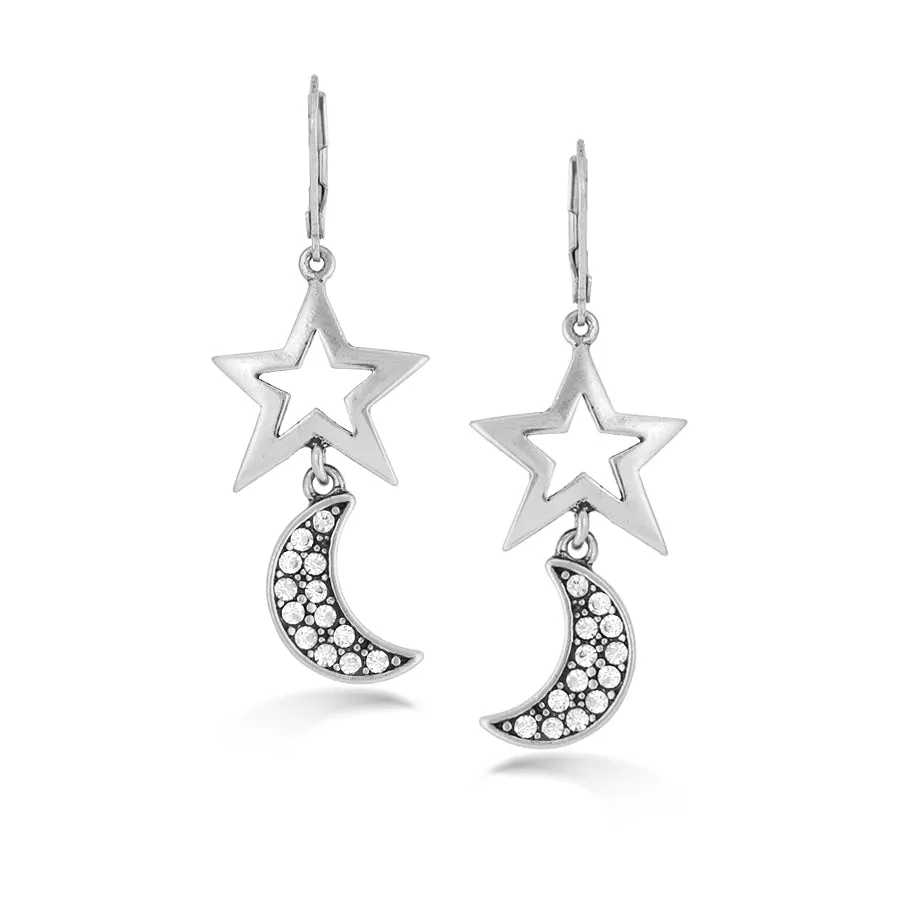 STAR AND MOON CRYSTAL EARRINGS #200SV3301 (5D1)