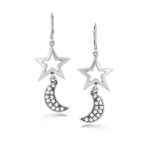 STAR AND MOON CRYSTAL EARRINGS #200SV3301 (5D1)