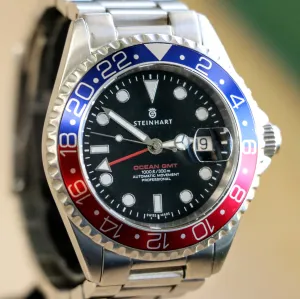 STEINHART Ocean One GMT Automatic Watch 21 Jewels ETA 2893-2 BLUE-RED Pepsi Bezel Diver Wristwatch Swiss