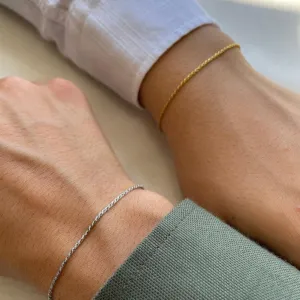 Sterling Silver 925 Minimal Couple Bracelet