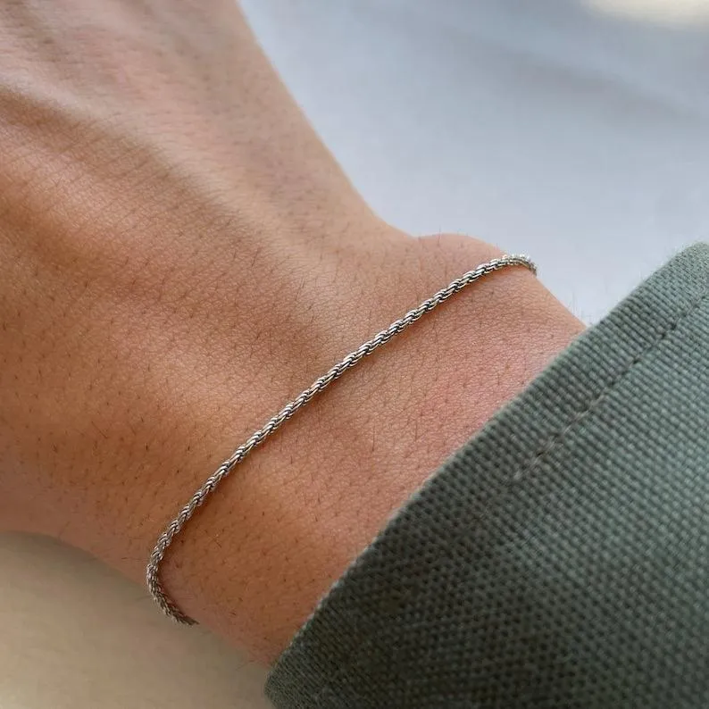 Sterling Silver 925 Minimal Couple Bracelet