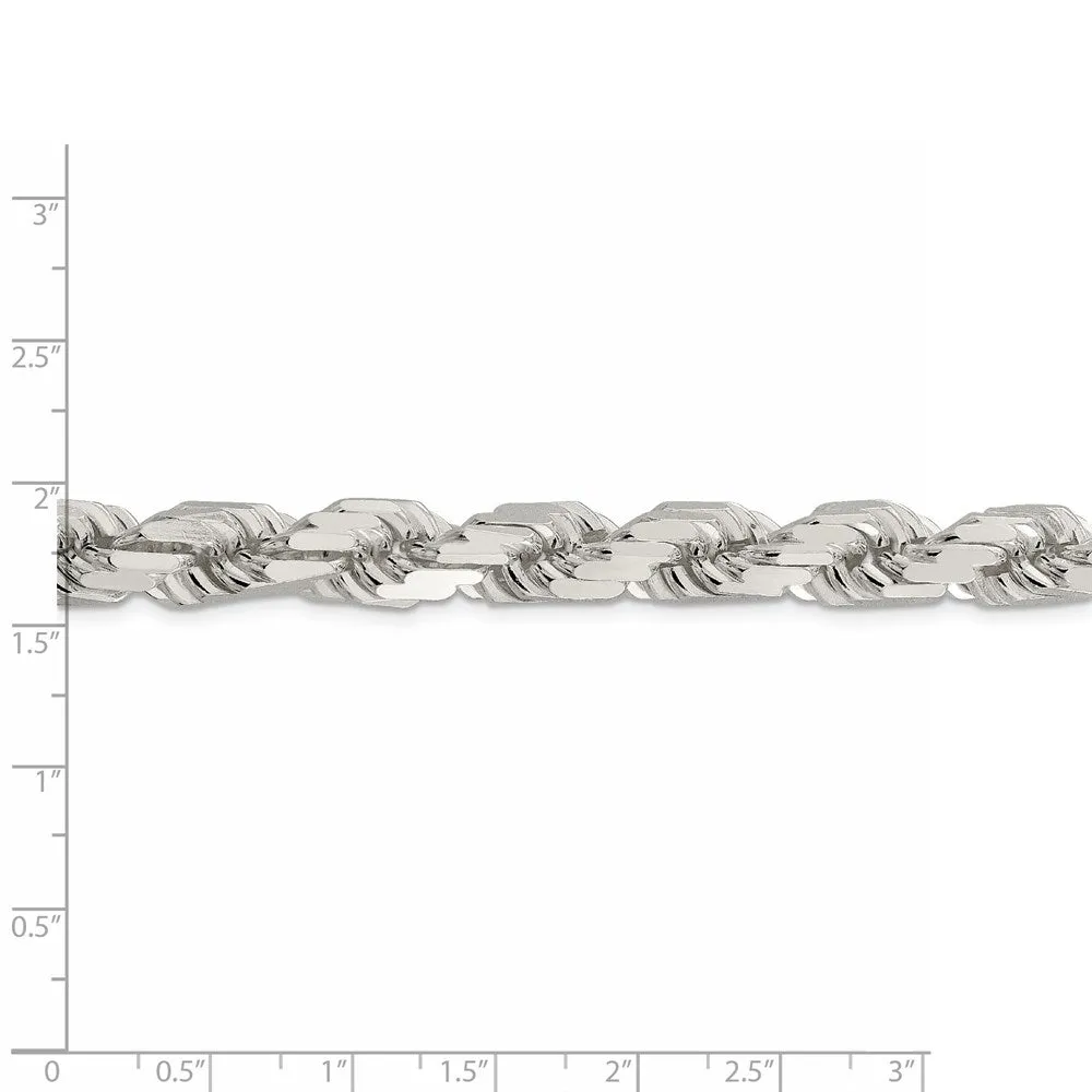 Sterling Silver 9.5mm Diamond-cut Rope Chain