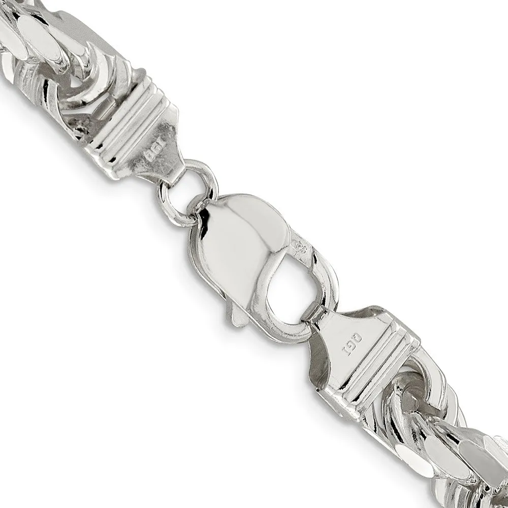 Sterling Silver 9.5mm Diamond-cut Rope Chain