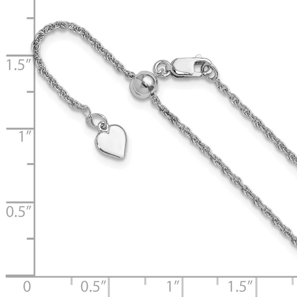 Sterling Silver Adjustable 1.55mm Loose Rope Chain