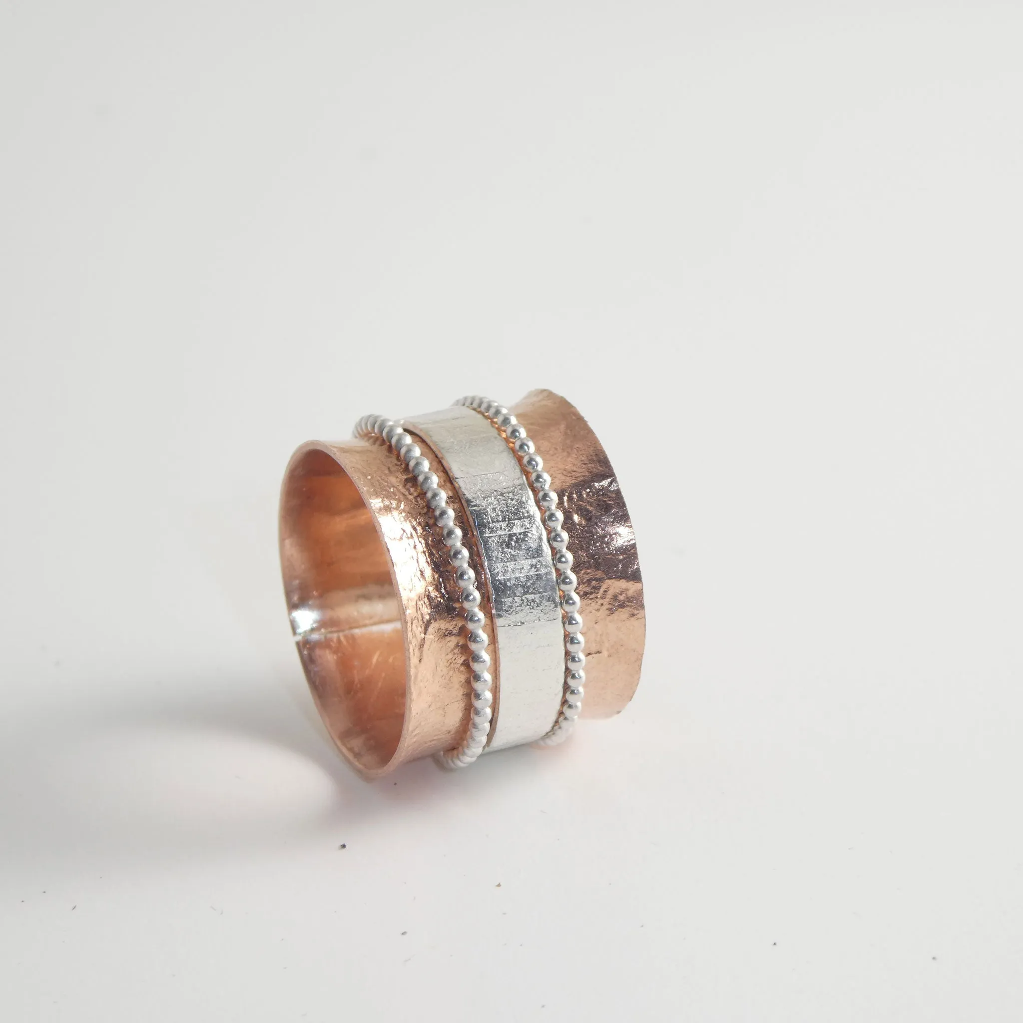 Sterling Silver and Copper Handcrafted Spinner Ring