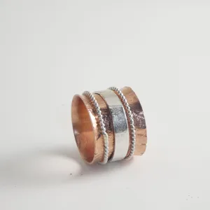 Sterling Silver and Copper Handcrafted Spinner Ring