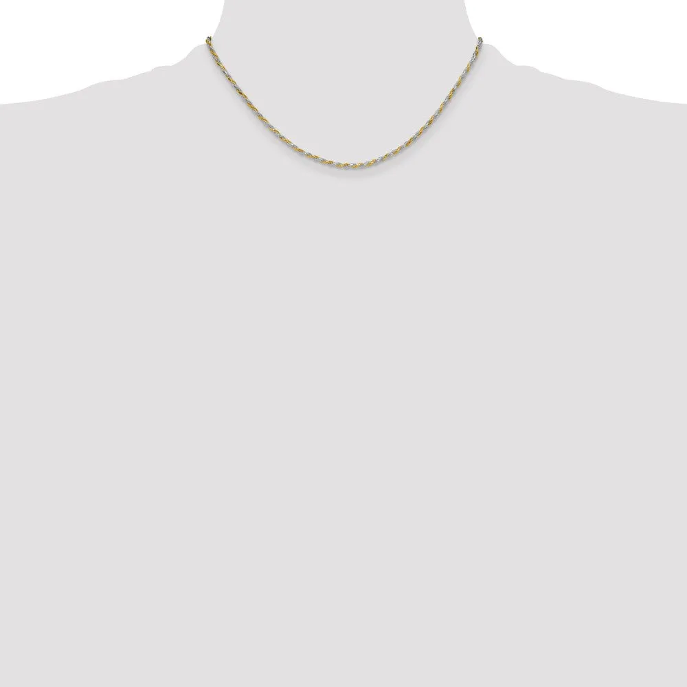 Sterling Silver And Vermeil 2.5mm Diamond-cut Rope Chain