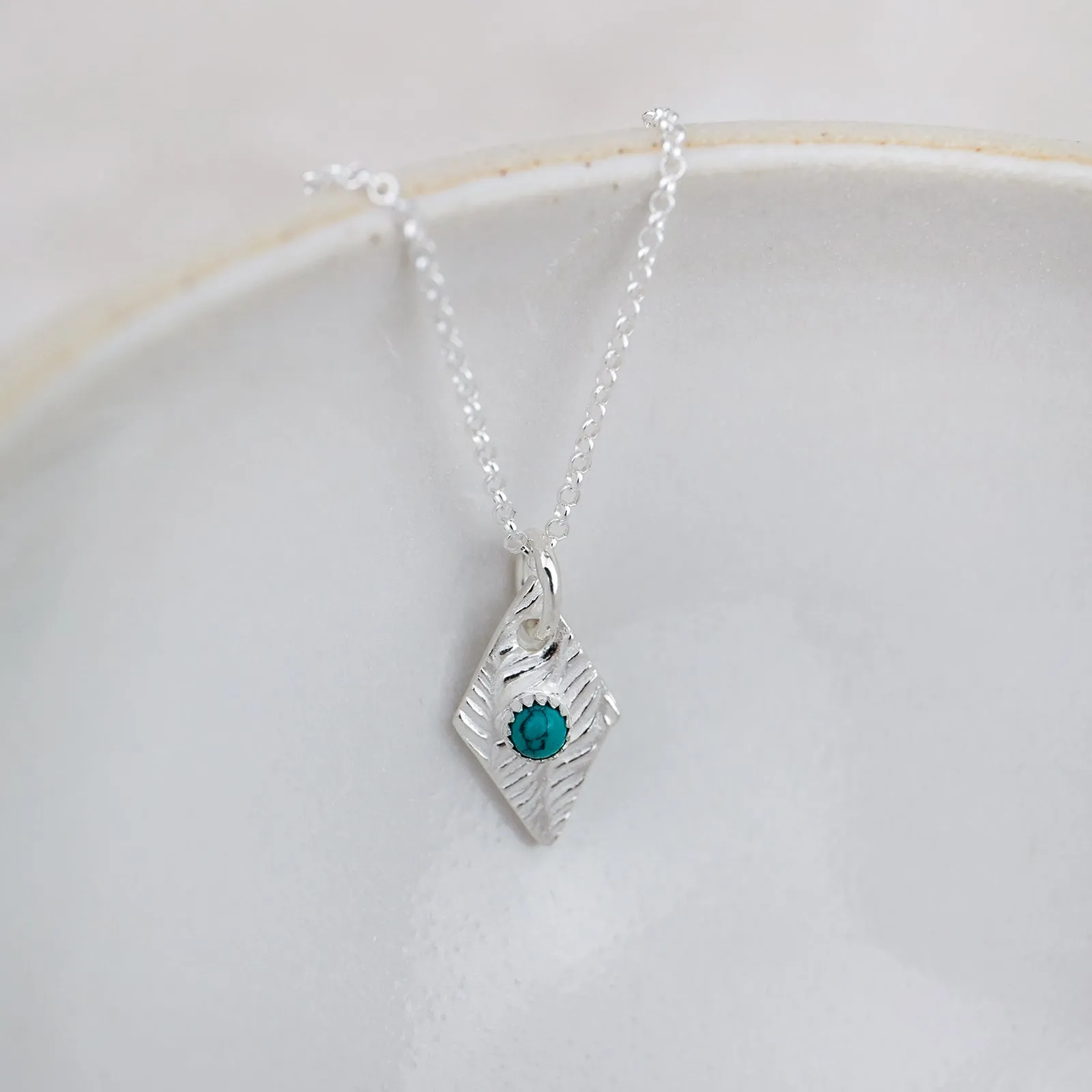 Sterling Silver Diamond with Turquoise Pendant