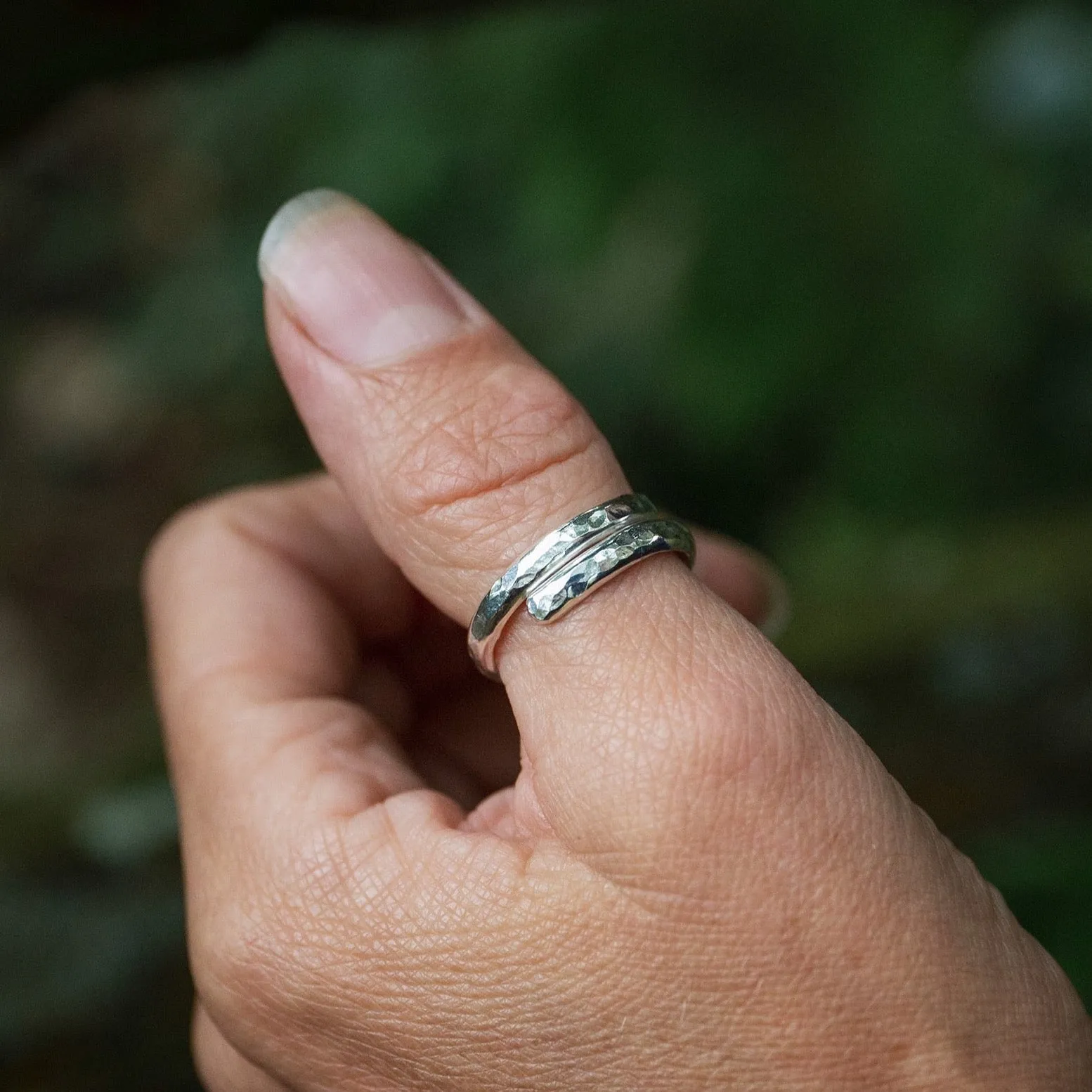 Sterling Silver Hammered Wrap Around Thumb Ring