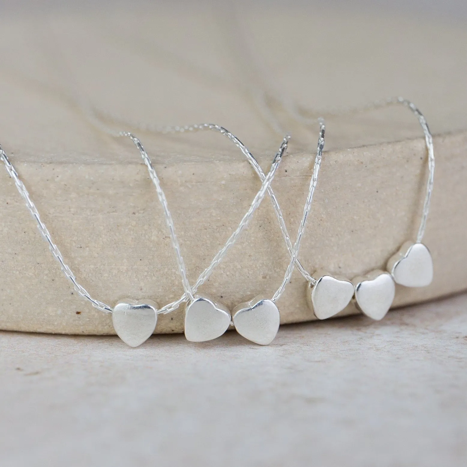 Sterling Silver Heart Bead Necklace